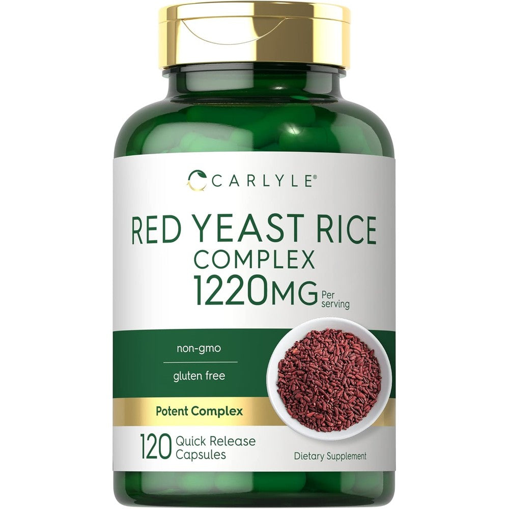 Carlyle Red Yeast Rice Complex 120 capsules front view bottle for cardiovascular health.