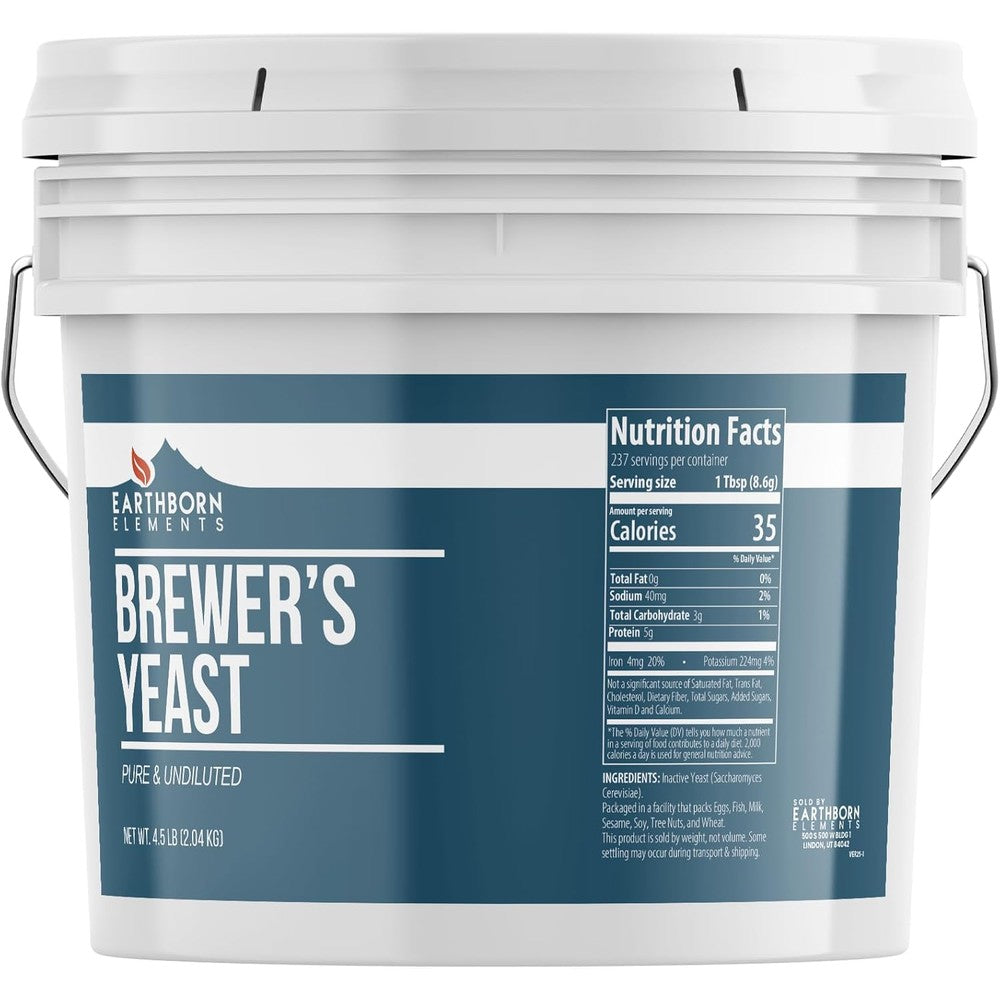 Earthborn Elements Brewers Yeast 1 Gallon Bucket front view showing nutritional superfood label