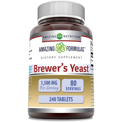 Amazing Nutrition Brewer's Yeast 1500 mg 240 tablets front label view authentic dietary supplement