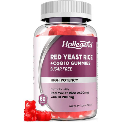 Hollegend Red Yeast Rice and Coenzyme Q10 gummies front view bottle