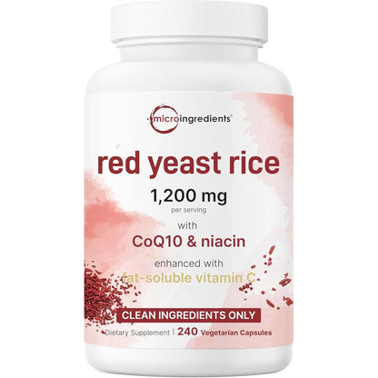 Micro Ingredients Red Yeast Rice with CoQ10 and Niacin bottle front view