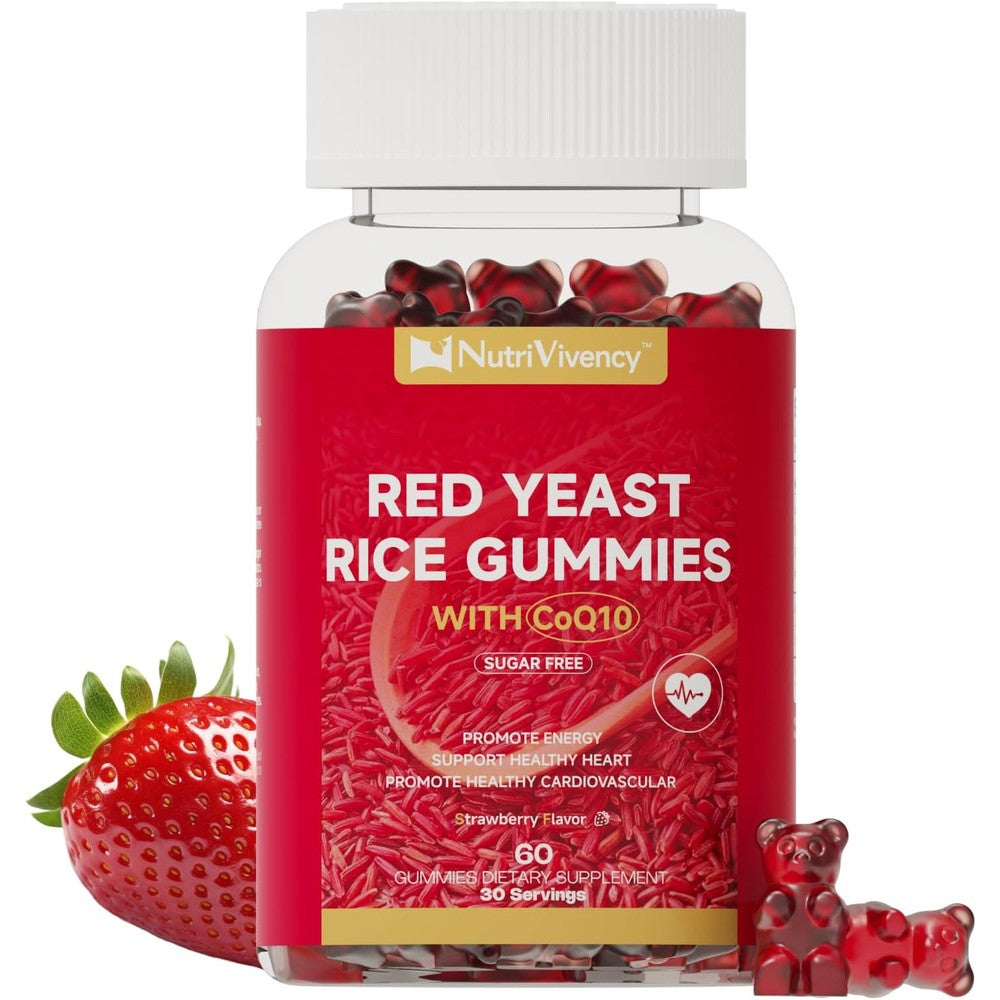 NutriVivency Red Yeast Rice with CoQ10 Gummies bottle front view