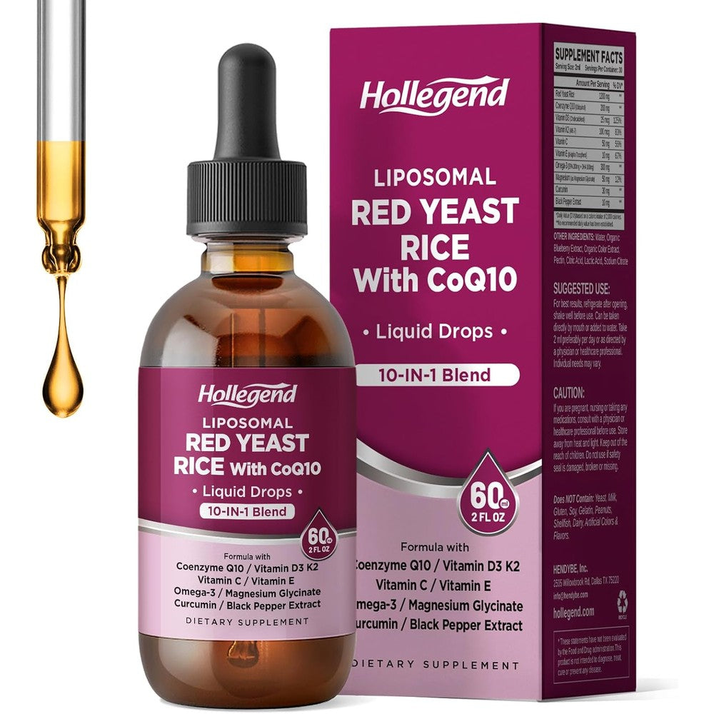 Hollegend Liposomal Red Yeast Rice with CoQ10 Liquid Drops bottle front view