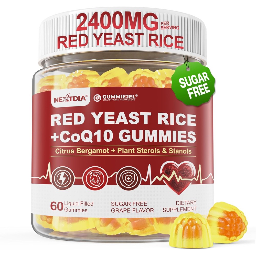Nextdia Red Yeast Rice Gummies 2400mg with CoQ10 front view