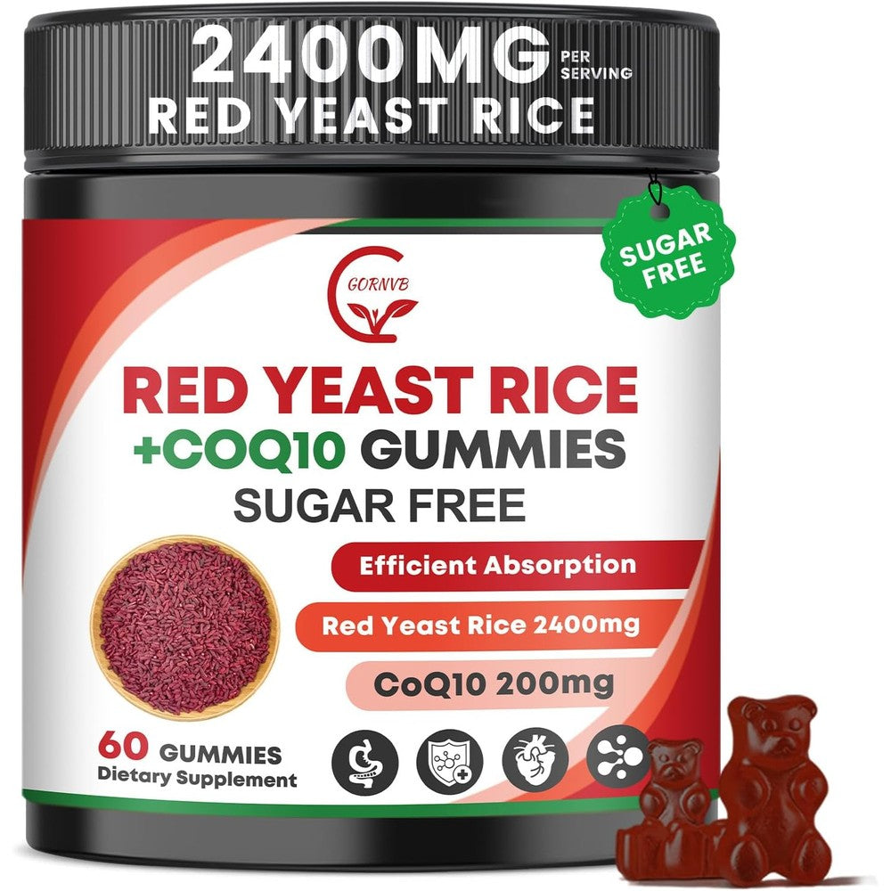 GORNVB Red Yeast Rice and CoQ10 gummies front view bottle
