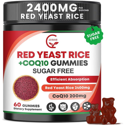 GORNVB Red Yeast Rice and CoQ10 gummies front view bottle
