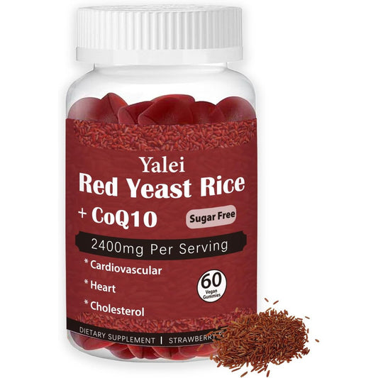 Yalei Red Yeast Rice and CoQ10 gummies bottle front view