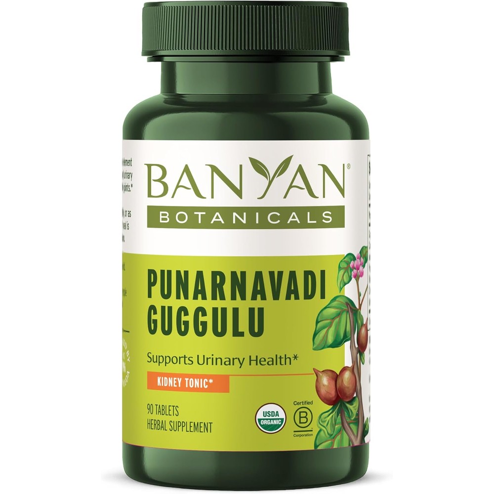 Banyan Botanicals Organic Punarnavadi Guggulu 90 tablets front bottle view for kidney health