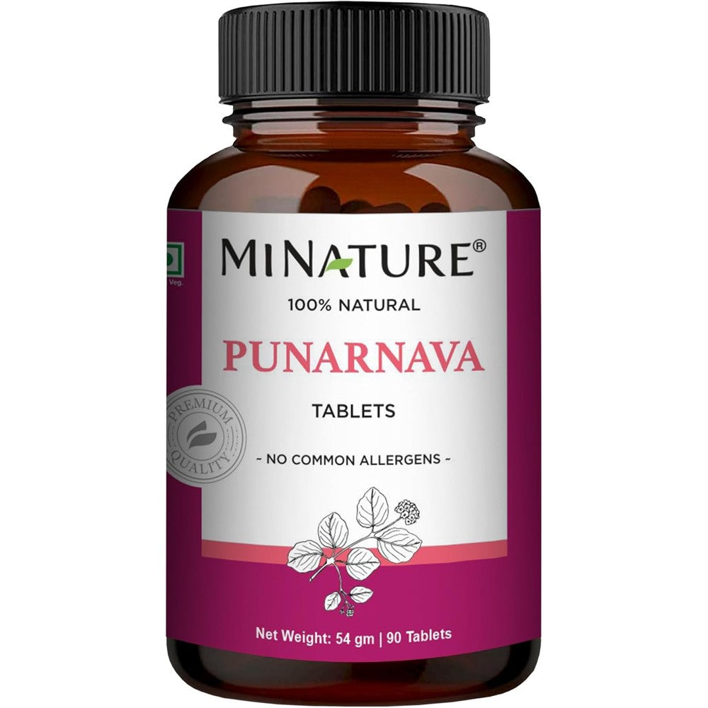 Mi Nature Punarnava 90 tablets front bottle view showing herbal supplement label
