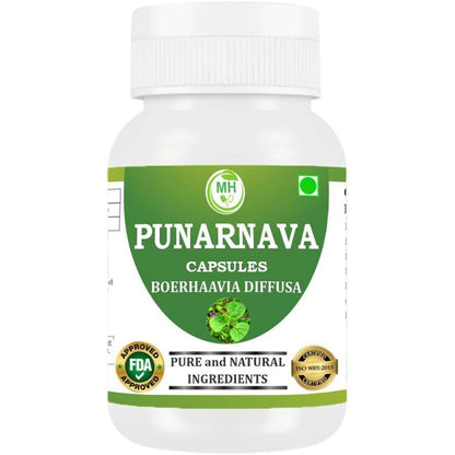 Morsan Healthcare Punarnava 500mg 60 capsules bottle front view showing product label details