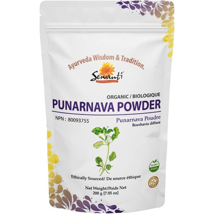 Sewanti Organic Punarnava Powder front view packaging for Ayurvedic kidney support.