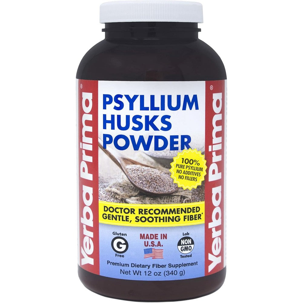 Yerba Prima Psyllium Husks Powder 12 Ounce bottle front view