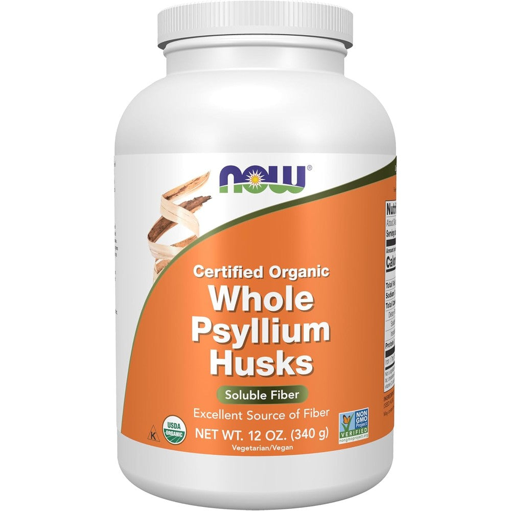 Now Foods Organic Whole Psyllium Husks front view container