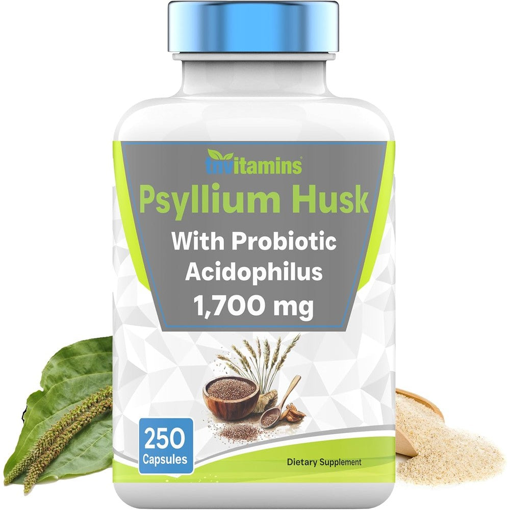 Tnvitamins Psyllium Husk Capsules front bottle view