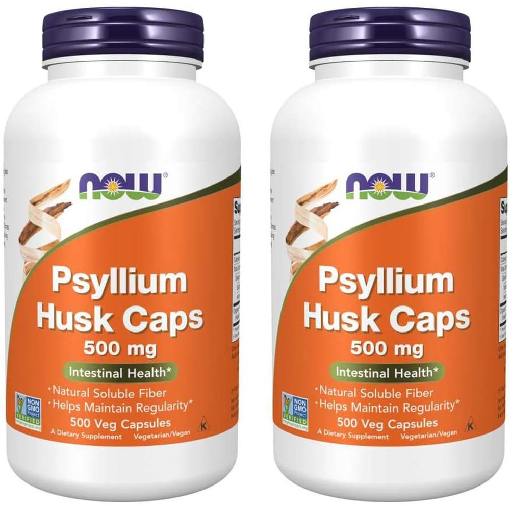 Now Foods Psyllium Husk 500mg capsules front label view