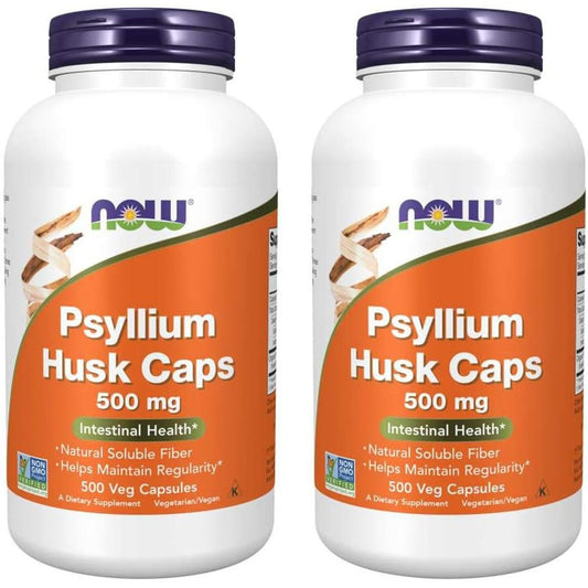Now Foods Psyllium Husk 500mg capsules front label view
