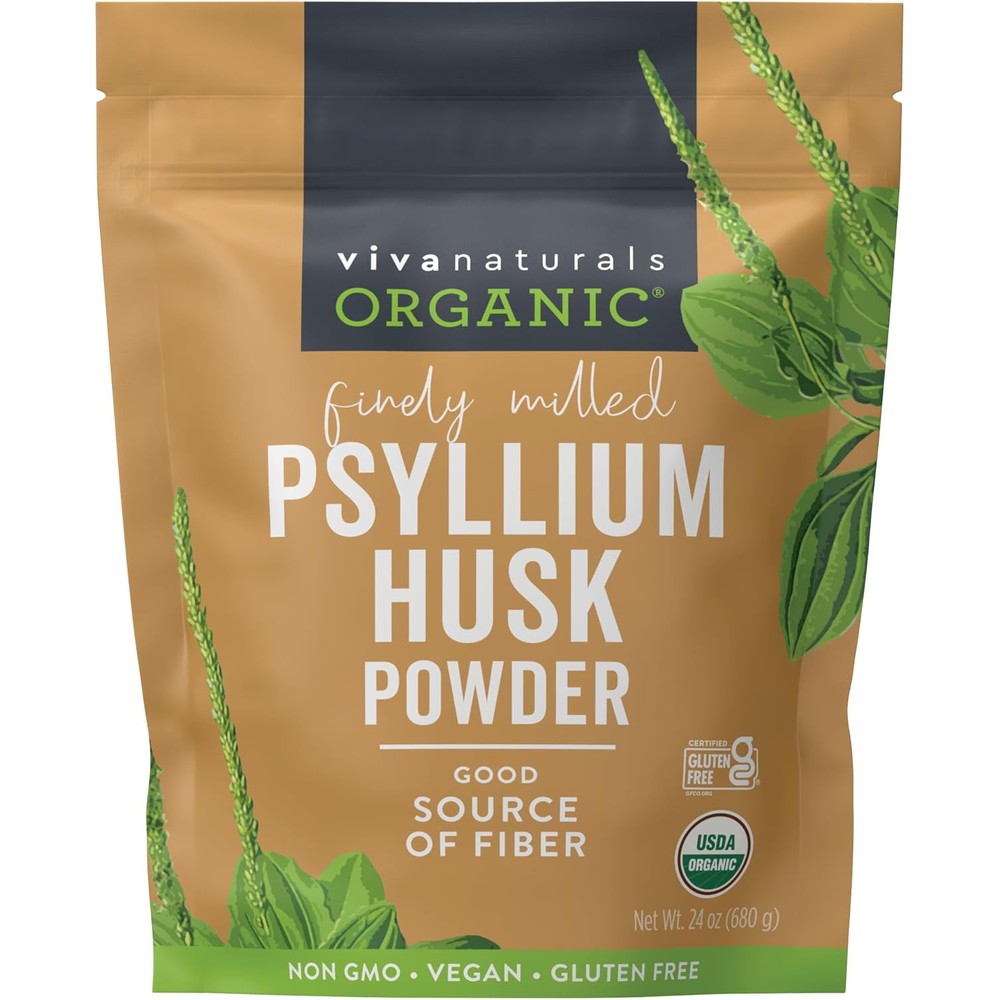 Viva Naturals Organic Psyllium Husk Powder 24 Ounces front packaging