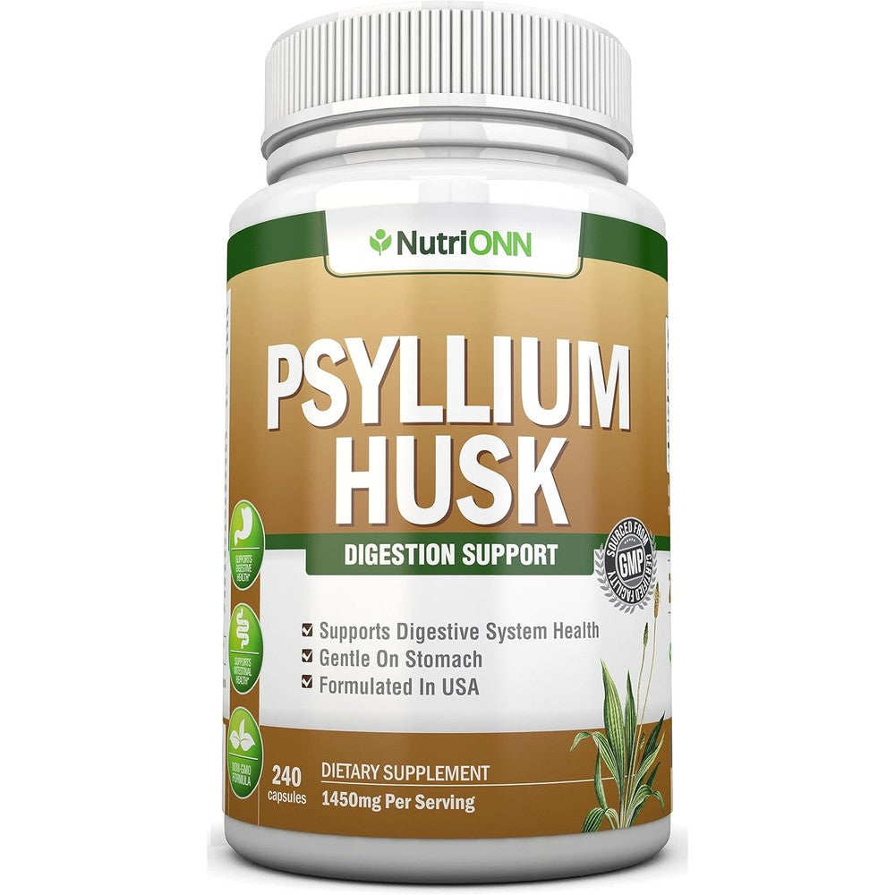 NutriONN Psyllium Husk Capsules 1450mg bottle front view