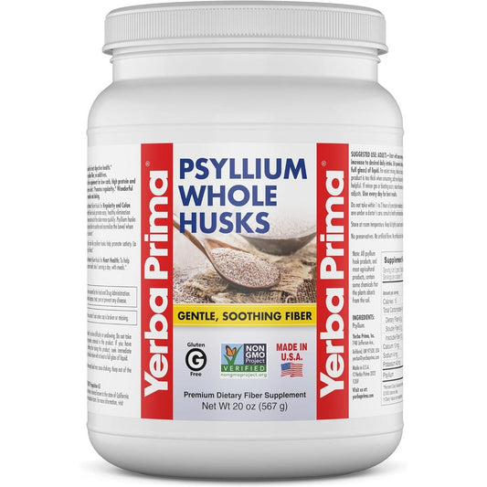 Yerba Prima Whole Psyllium Husks 20 Ounce container front view