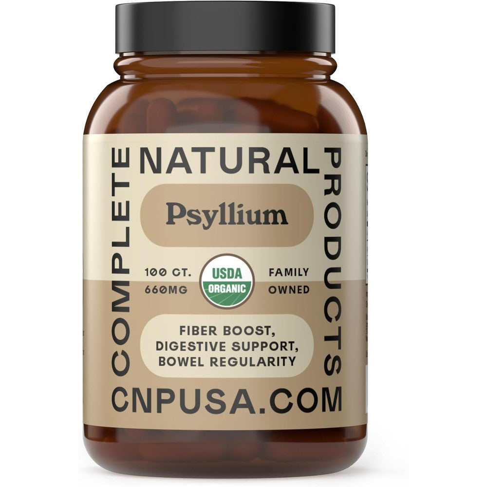 Complete Natural Products Organic Psyllium Husk Capsules front view bottle