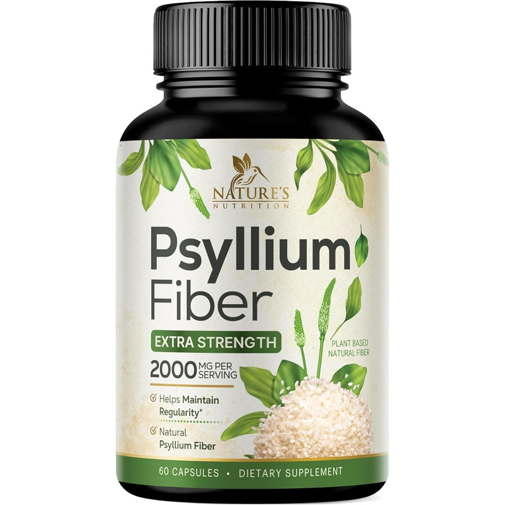 Natures Nutrition Psyllium Husk Powder 2000mg capsule bottle front view