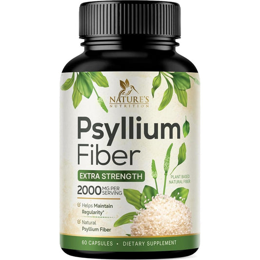 Natures Nutrition Psyllium Husk Powder 2000mg capsule bottle front view