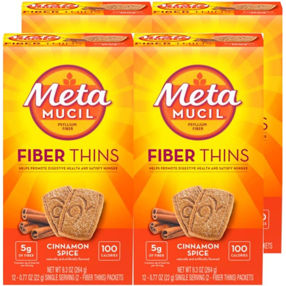 Metamucil Fiber Thins Cinnamon Spice packaging front view