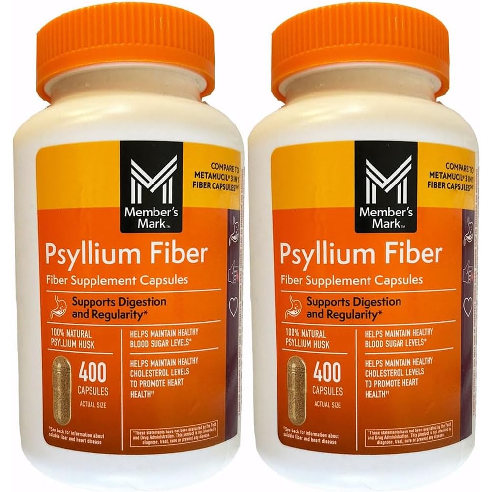 Members Mark Psyllium Husk Fiber Capsules 800 Count front view