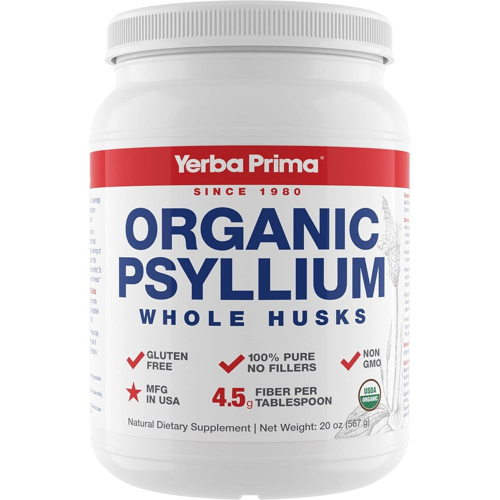 Yerba Prima Organic Psyllium Whole Husks 20 Ounce front view