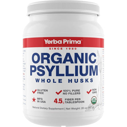 Yerba Prima Organic Psyllium Whole Husks 20 Ounce front view