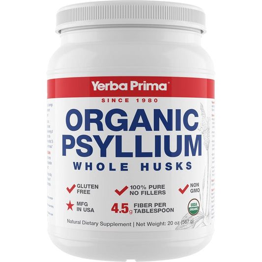 Yerba Prima Organic Psyllium Whole Husks 20 Ounce front view