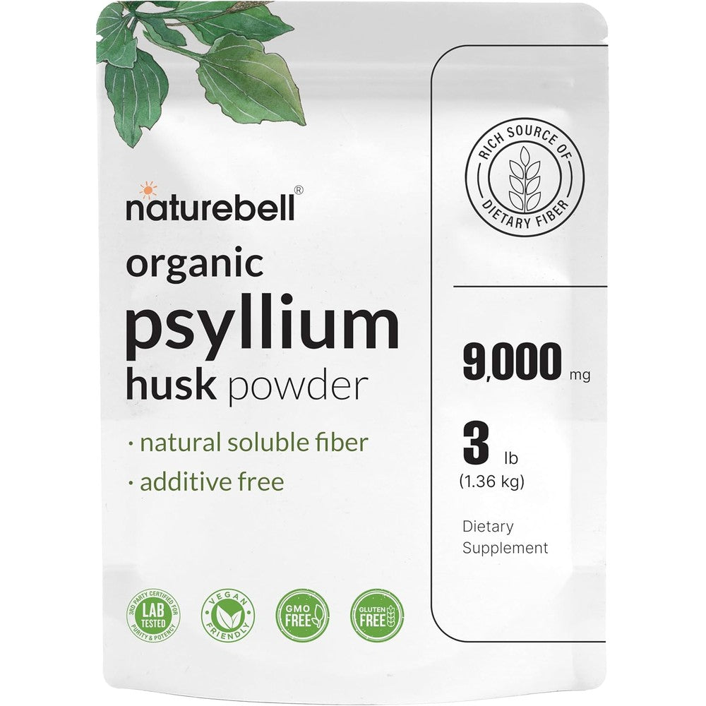 NatureBell organic psyllium husk fiber powder front view