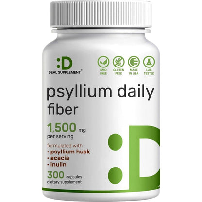 Deal Supplement Psyllium Husk 1500mg capsules bottle front view