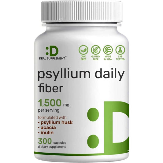 Deal Supplement Psyllium Husk 1500mg capsules bottle front view