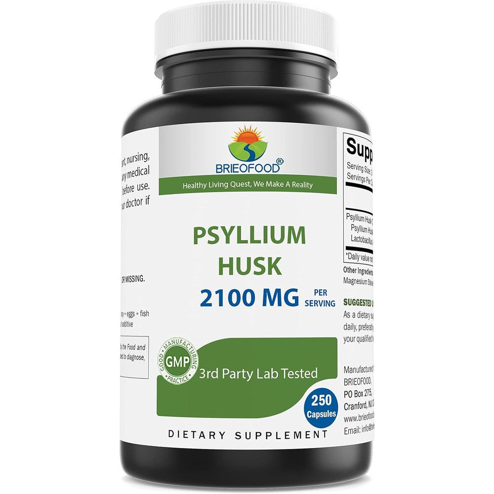 Brieofood Psyllium Husk Fiber and Lactobacillus Acidophilus bottle front view