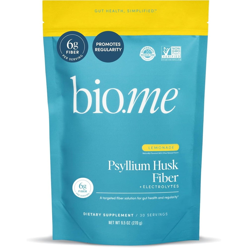 Bio.me Psyllium Husk Fiber Lemonade powder front pouch view