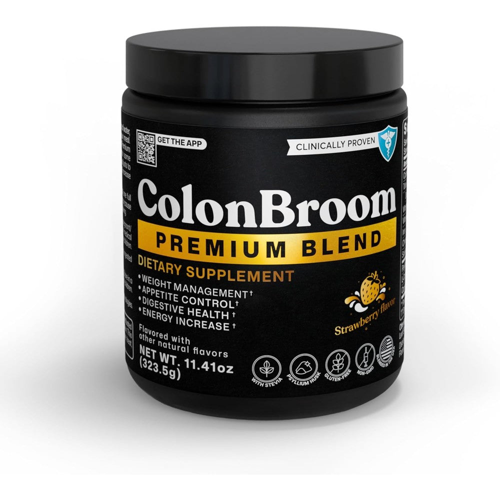 ColonBroom Premium Psyllium Husk Fiber Powder Strawberry front view
