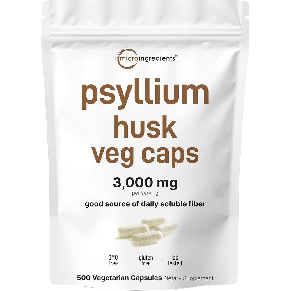 Micro Ingredients Psyllium Husk Capsules 3000mg front view