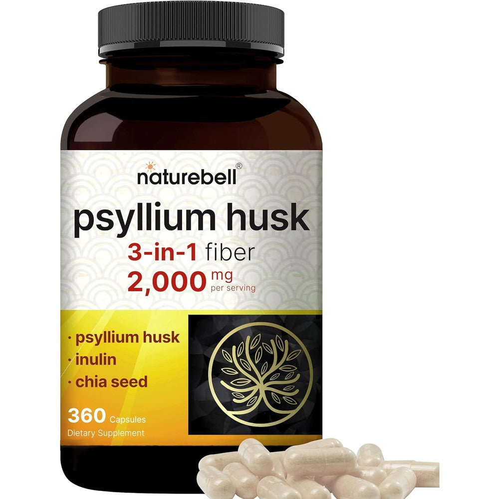 NatureBell Psyllium Husk 360 Capsules front view digestive supplement