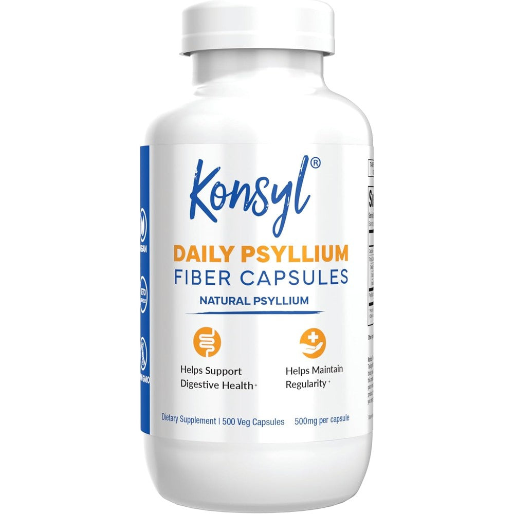 Konsyl Daily Psyllium Fiber Capsules 500 count bottle front view