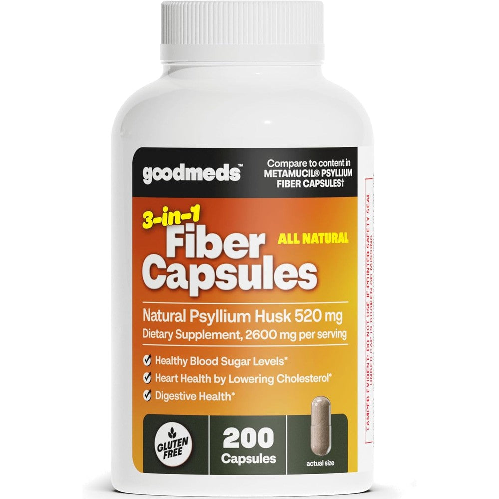 GoodMeds Psyllium Husk 520mg capsules bottle front view