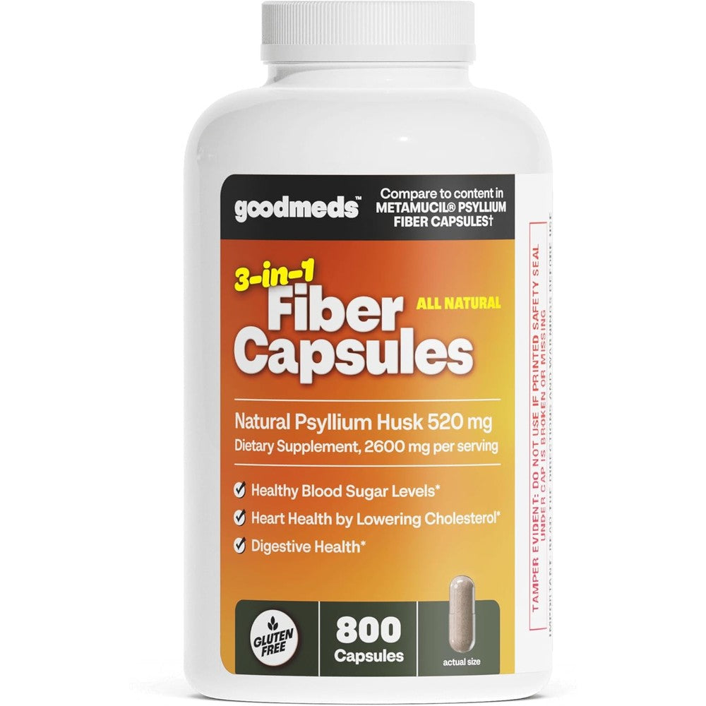 GoodMeds Psyllium Husk 520mg 800 capsules bottle front view