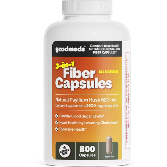 GoodMeds Psyllium Husk 520mg 800 capsules bottle front view