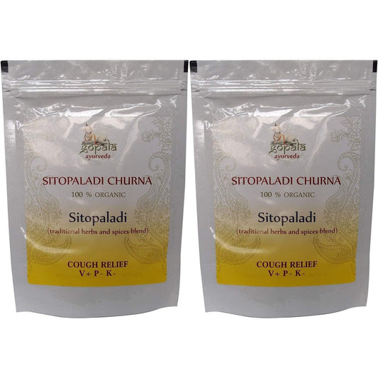 Gopala Ayurveda Organic Sitopaladi Powder front view pack of two respiratory health supplement