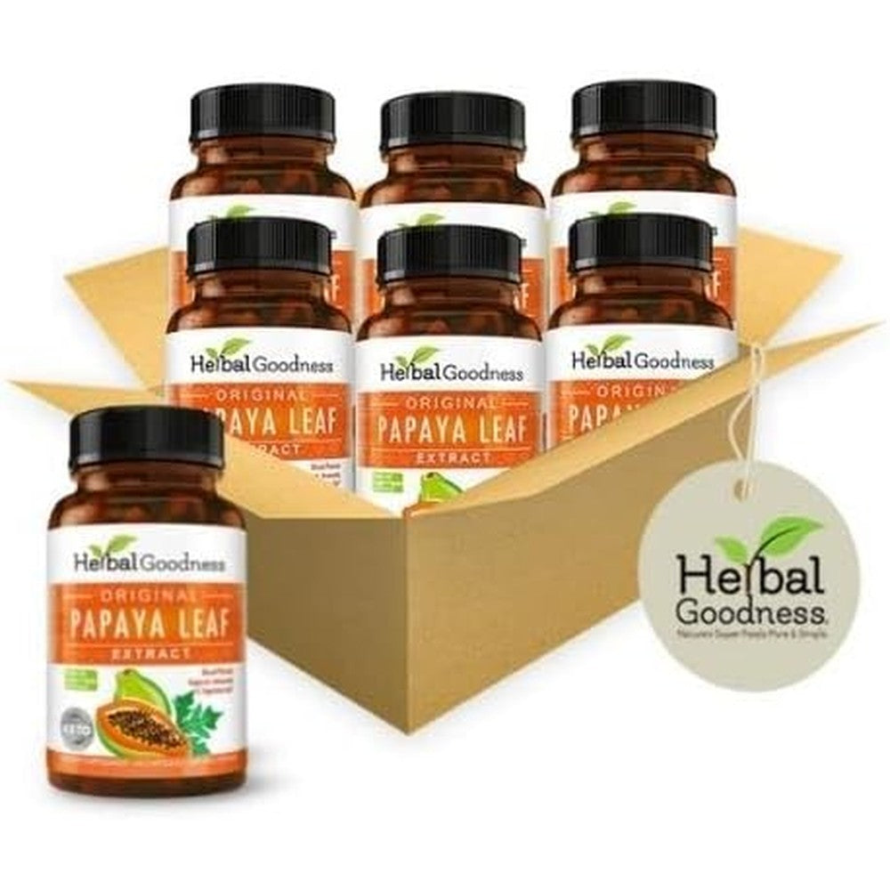 Herbal Goodness Papaya Leaf Extract 10X Strength front view of six bottles