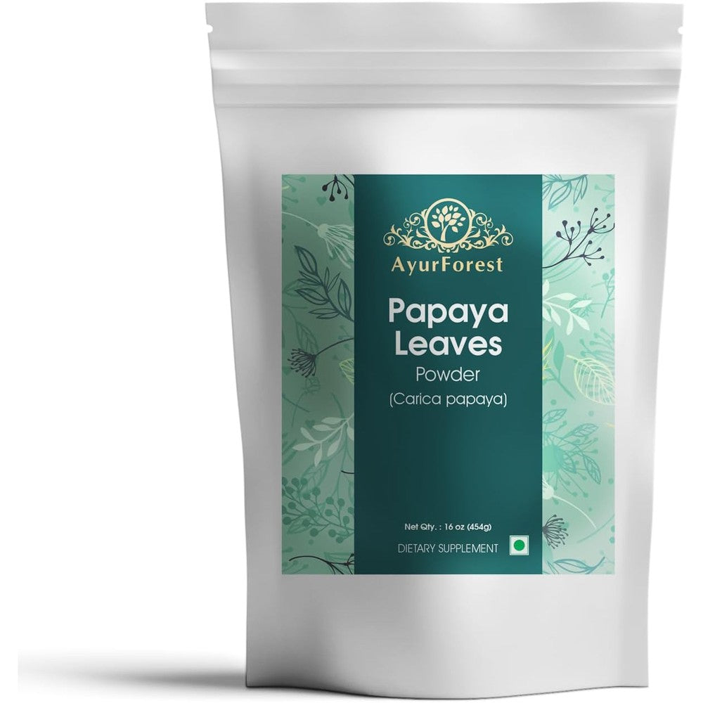 AyurForest Papaya Leaf Powder pouch front view herbal supplement