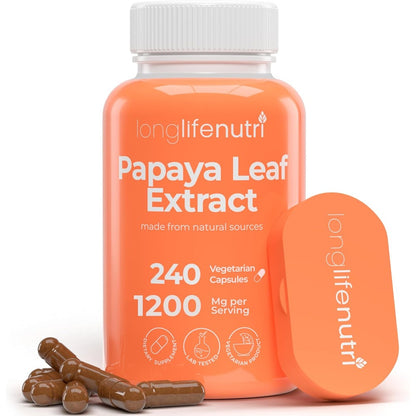 LongLifeNutri Papaya Leaf Extract 1200mg bottle front view