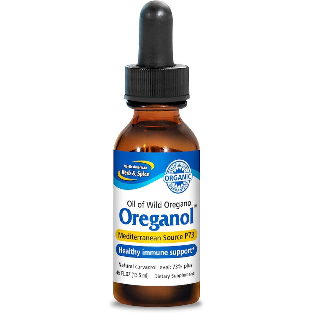 North American Herb And Spice Oreganol P73 regular strength immune support drops front view