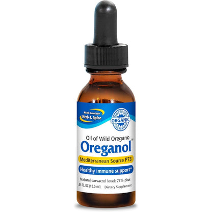 North American Herb And Spice Oreganol P73 regular strength immune support drops front view