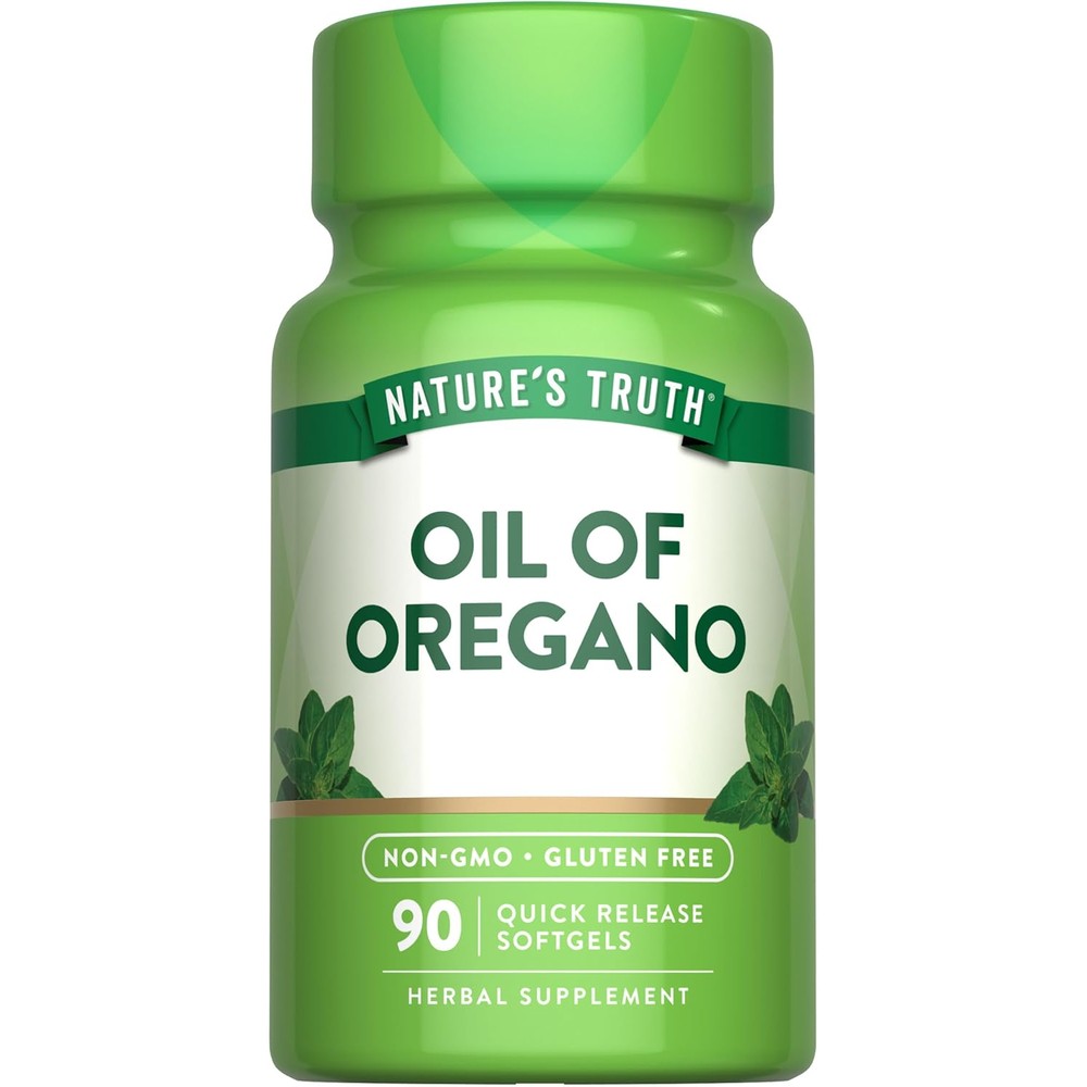 Nature's Truth Oregano Oil Softgels 90 Capsules bottle front view showing immune support benefits